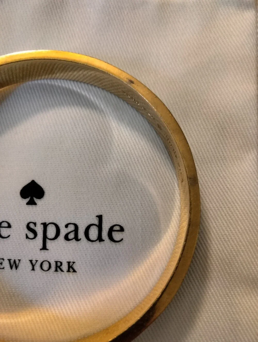 kate spade diagonal stripe enamel bangle TOE THE LINE green blue gold-tone - Picture 4 of 8